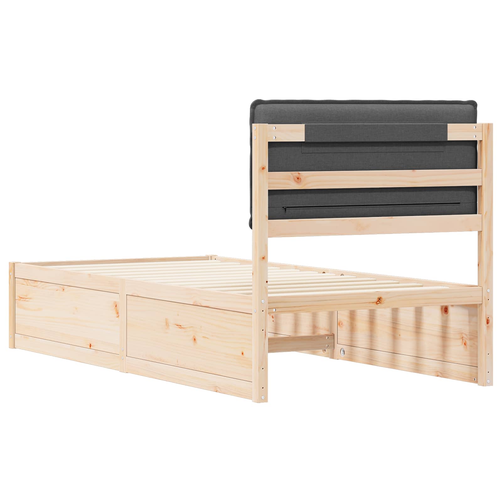 Bettgestell mit gepolstertem Kopfteil Dunkelgrau 80 x 200 cm