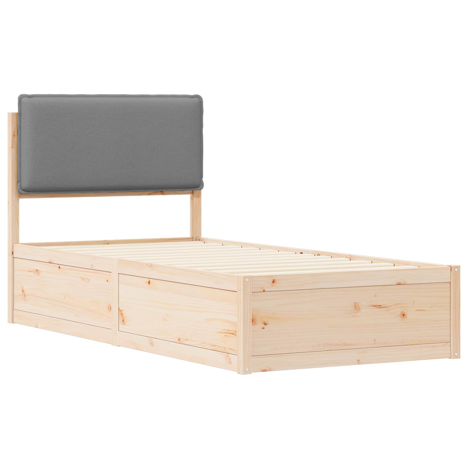 Bettgestell mit gepolstertem Kopfteil Hellgrau 75 x 190 cm