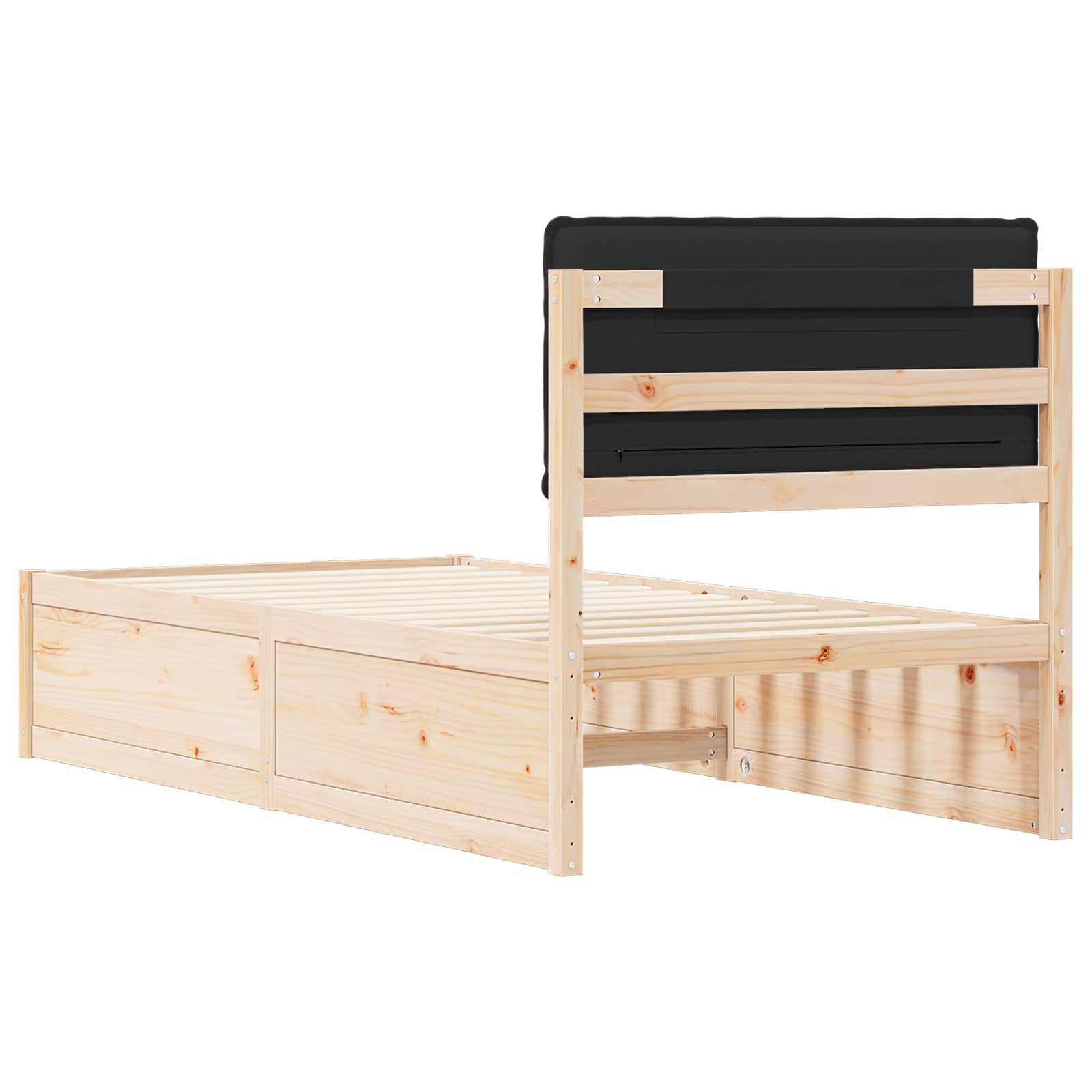 Bettgestell mit gepolstertem Kopfteil Schwarz 75 x 190 cm