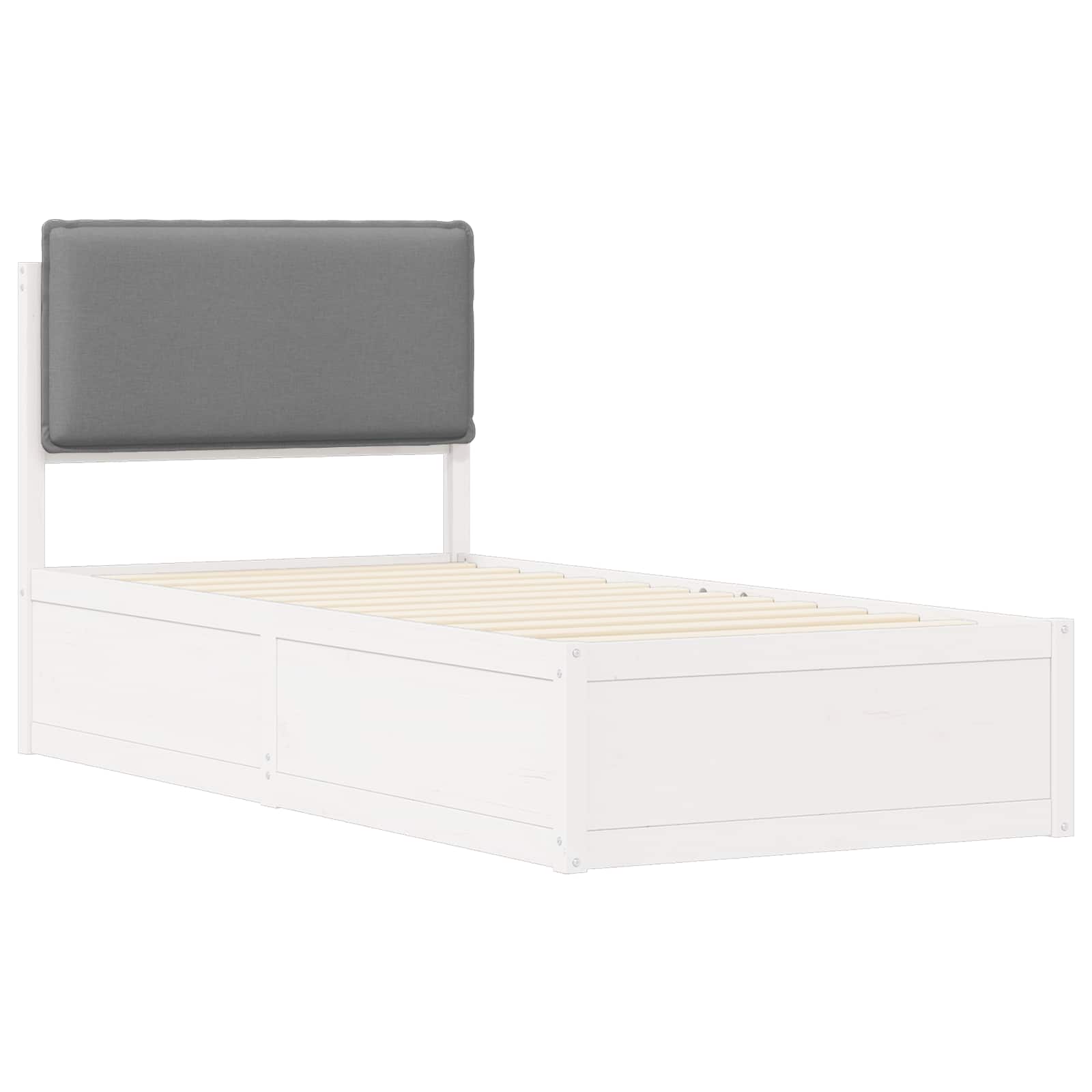 Bettgestell mit gepolstertem Kopfteil Hellgrau 75 x 190 cm