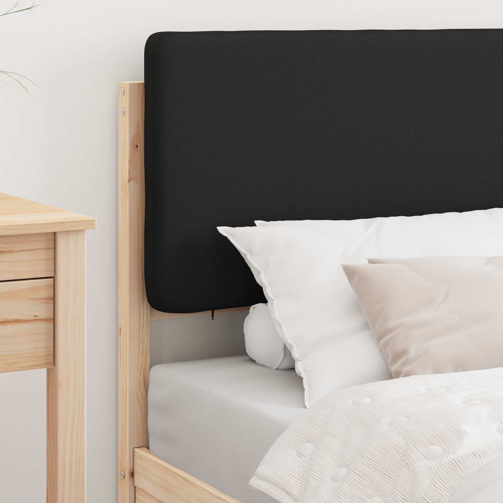 Bettgestell mit gepolstertem Kopfteil Schwarz 100 x 200 cm