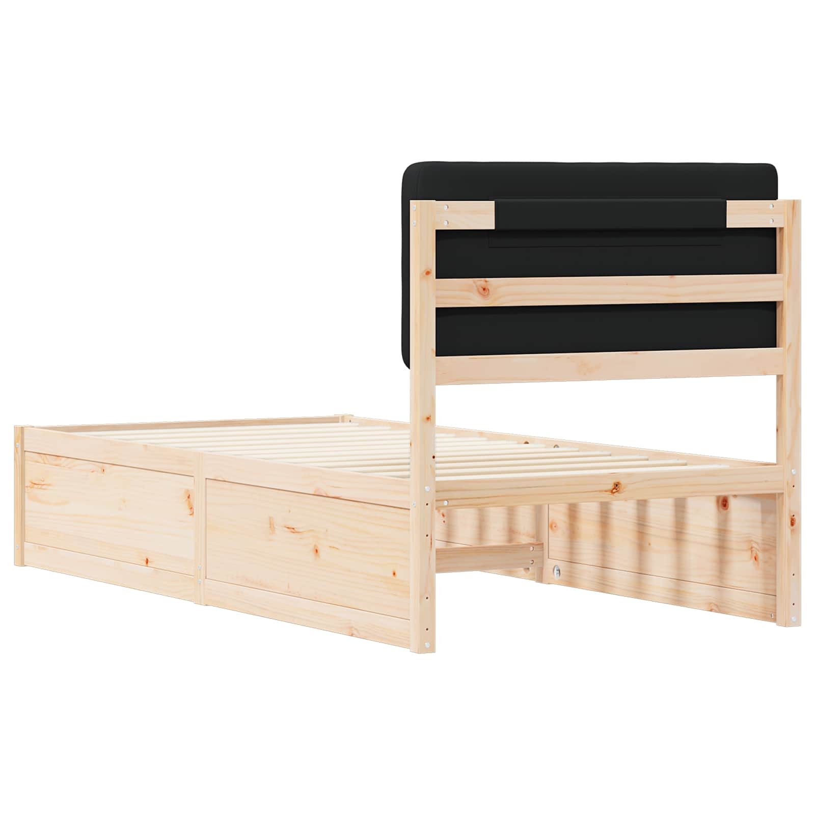 Bettgestell mit gepolstertem Kopfteil Schwarz 90 x 200 cm