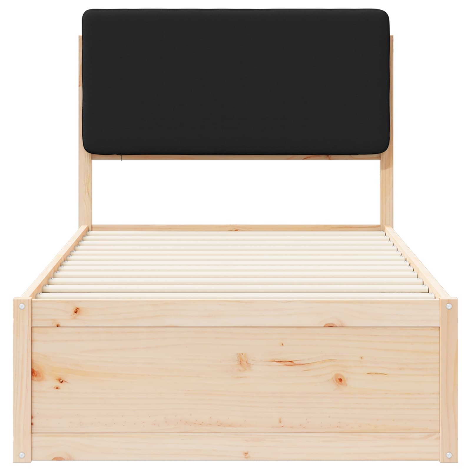 Bettgestell mit gepolstertem Kopfteil Schwarz 80 x 200 cm