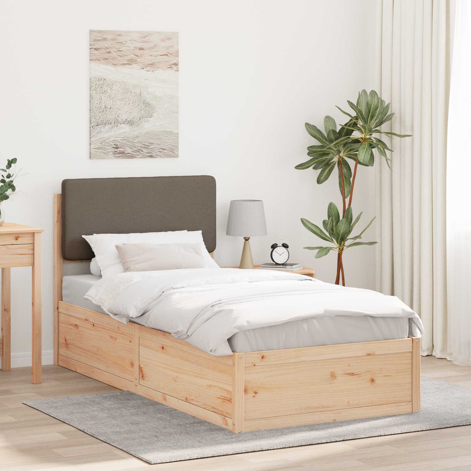 Bettgestell mit gepolstertem Kopfteil Taupe 80 x 200 cm
