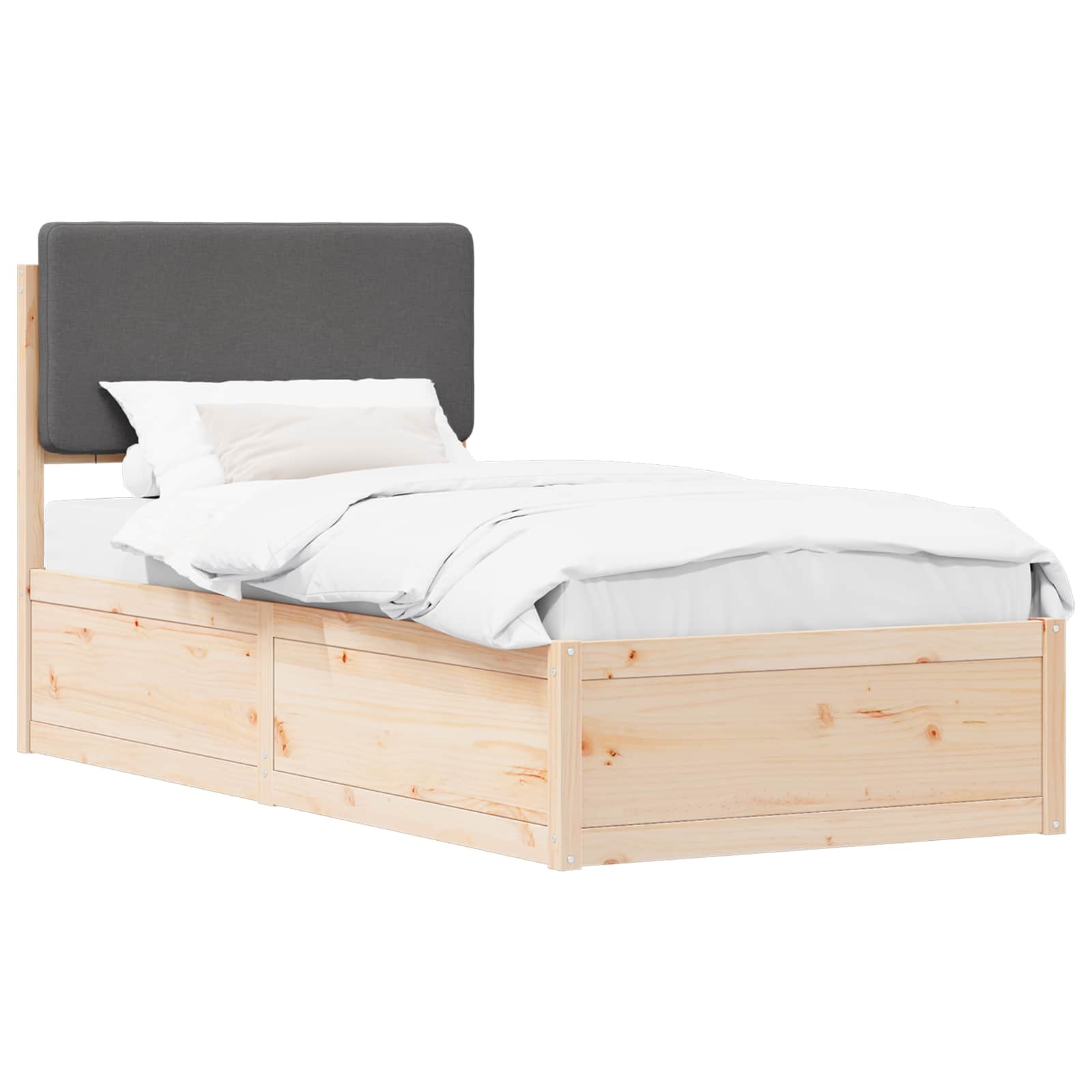 Bettgestell mit gepolstertem Kopfteil Dunkelgrau 90 x 190 cm