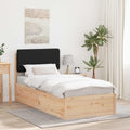 Bettgestell mit gepolstertem Kopfteil Schwarz 90 x 190 cm
