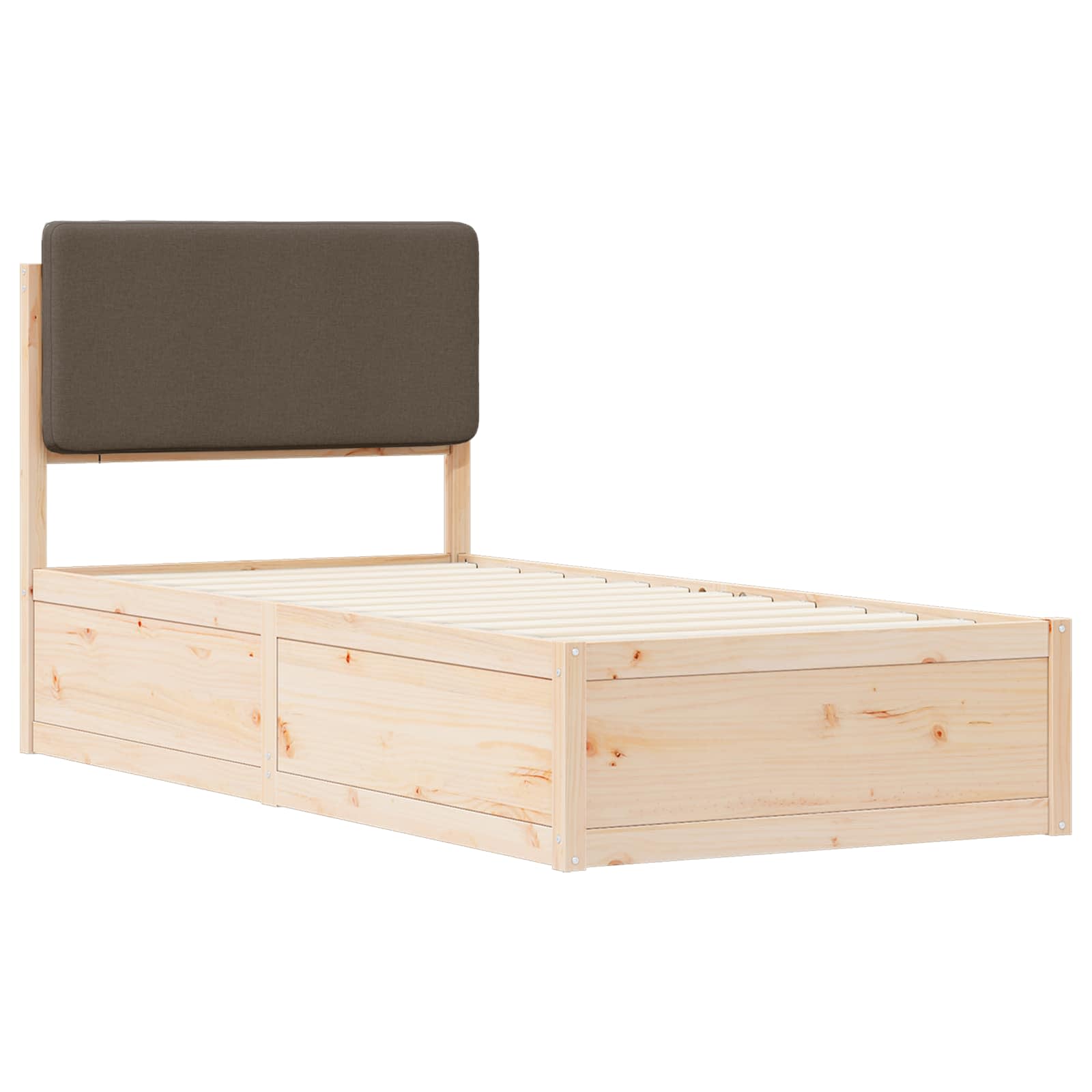 Bettgestell mit gepolstertem Kopfteil Taupe 90 x 190 cm