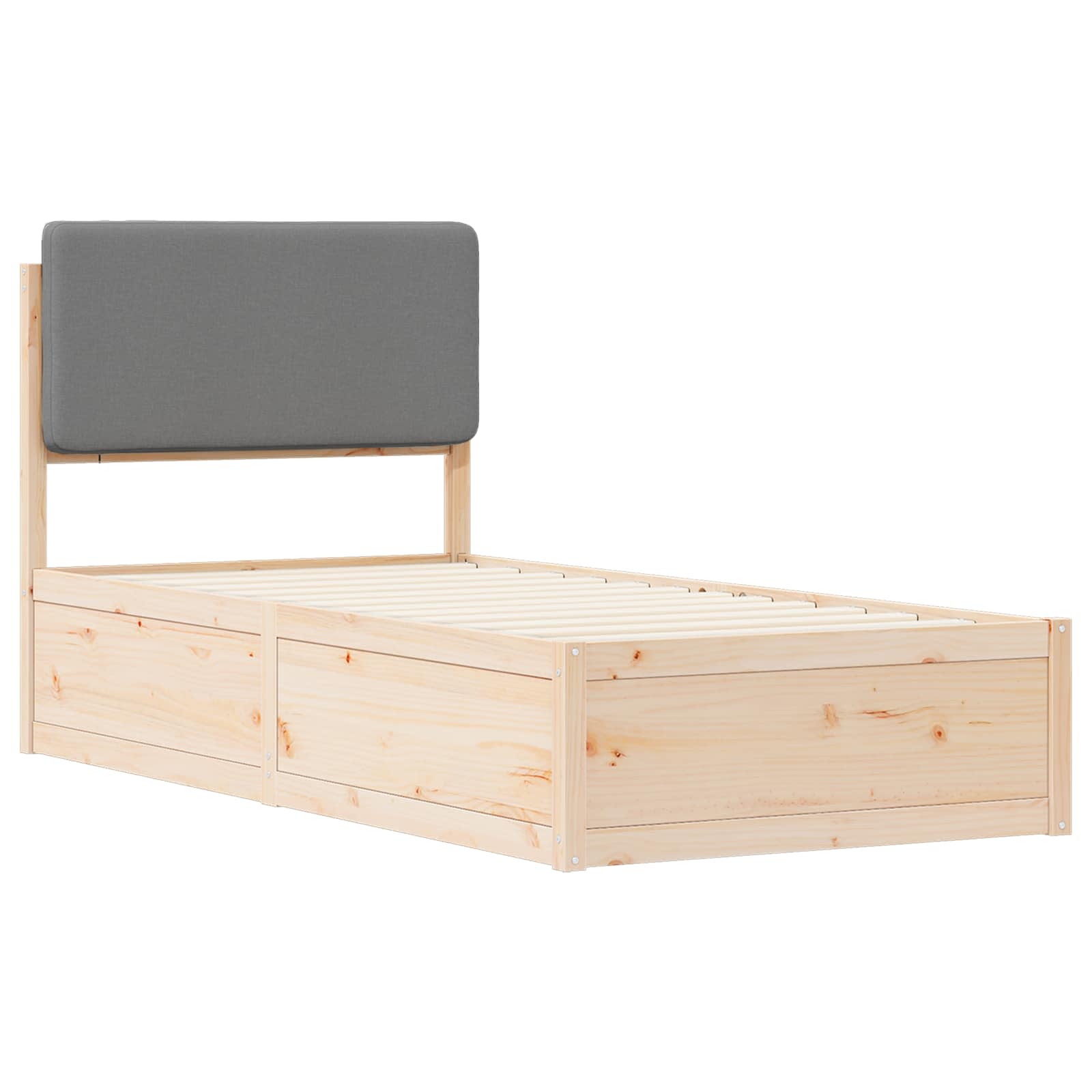Bettgestell mit gepolstertem Kopfteil Hellgrau 75 x 190 cm