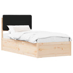 Bettgestell mit gepolstertem Kopfteil Schwarz 75 x 190 cm