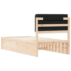 Bettgestell mit gepolstertem Kopfteil Schwarz 75 x 190 cm