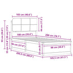 Bettgestell mit gepolstertem Kopfteil Hellgrau 100 x 200 cm