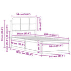 Bettgestell mit gepolstertem Kopfteil Dunkelgrau 90 x 200 cm