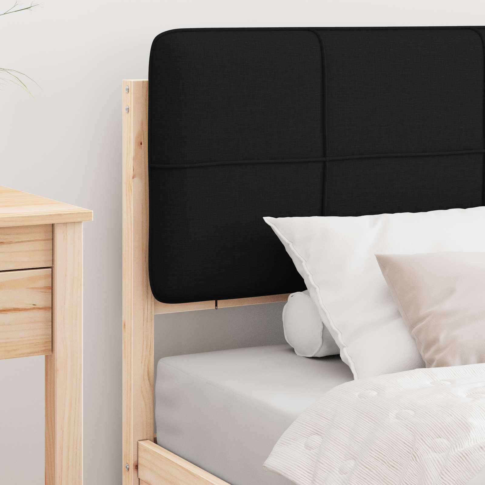 Bettgestell mit gepolstertem Kopfteil Schwarz 90 x 200 cm