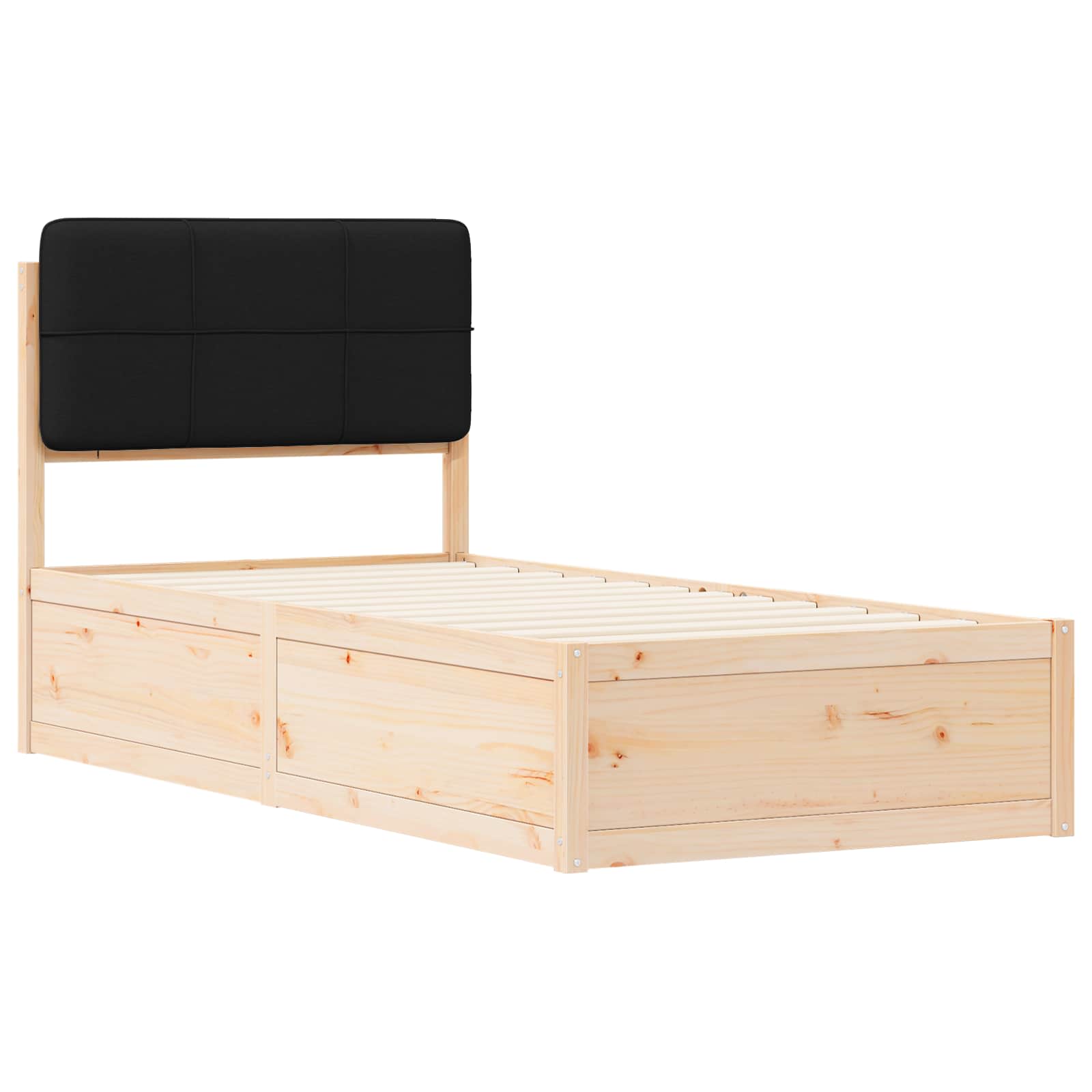 Bettgestell mit gepolstertem Kopfteil Schwarz 90 x 200 cm