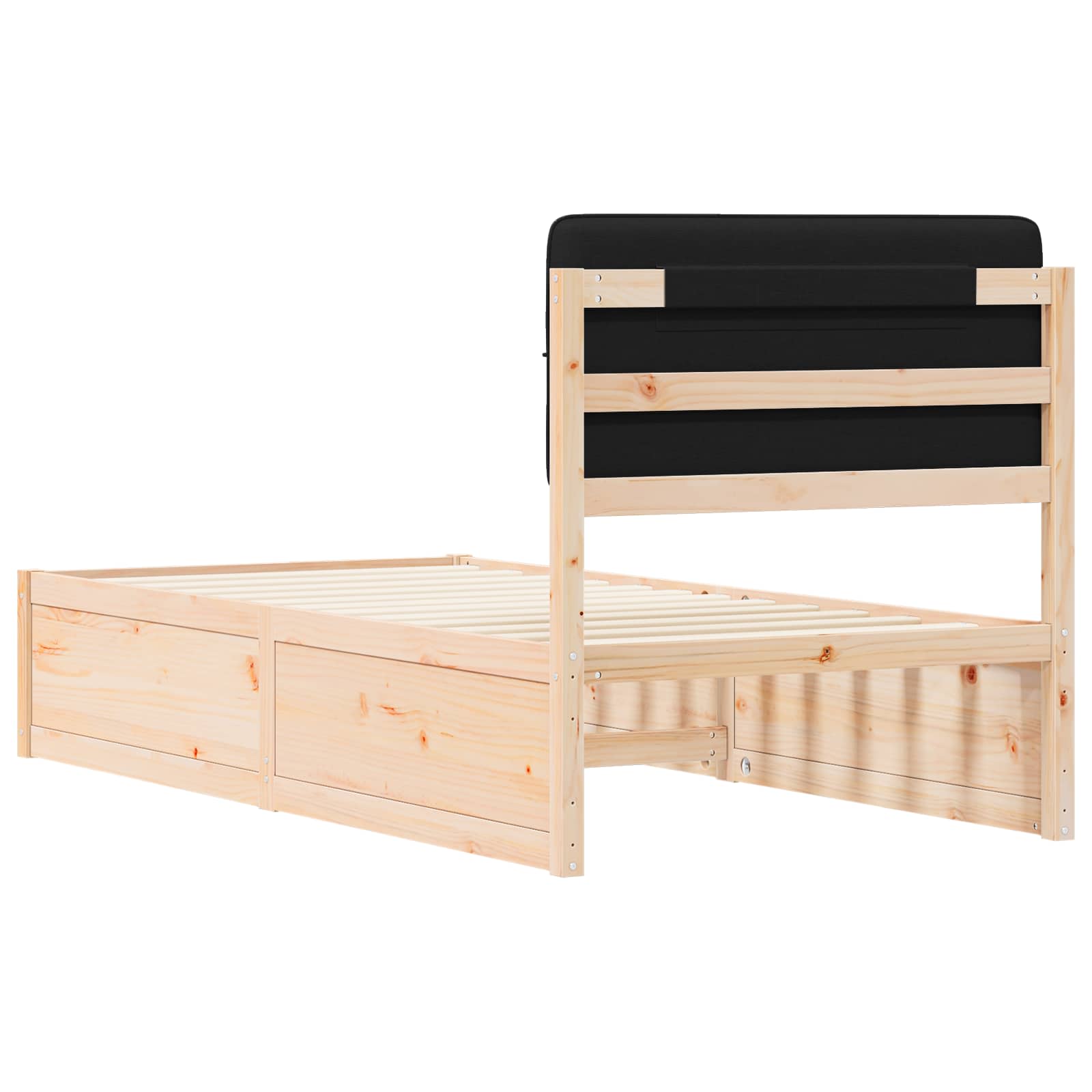 Bettgestell mit gepolstertem Kopfteil Schwarz 80 x 200 cm