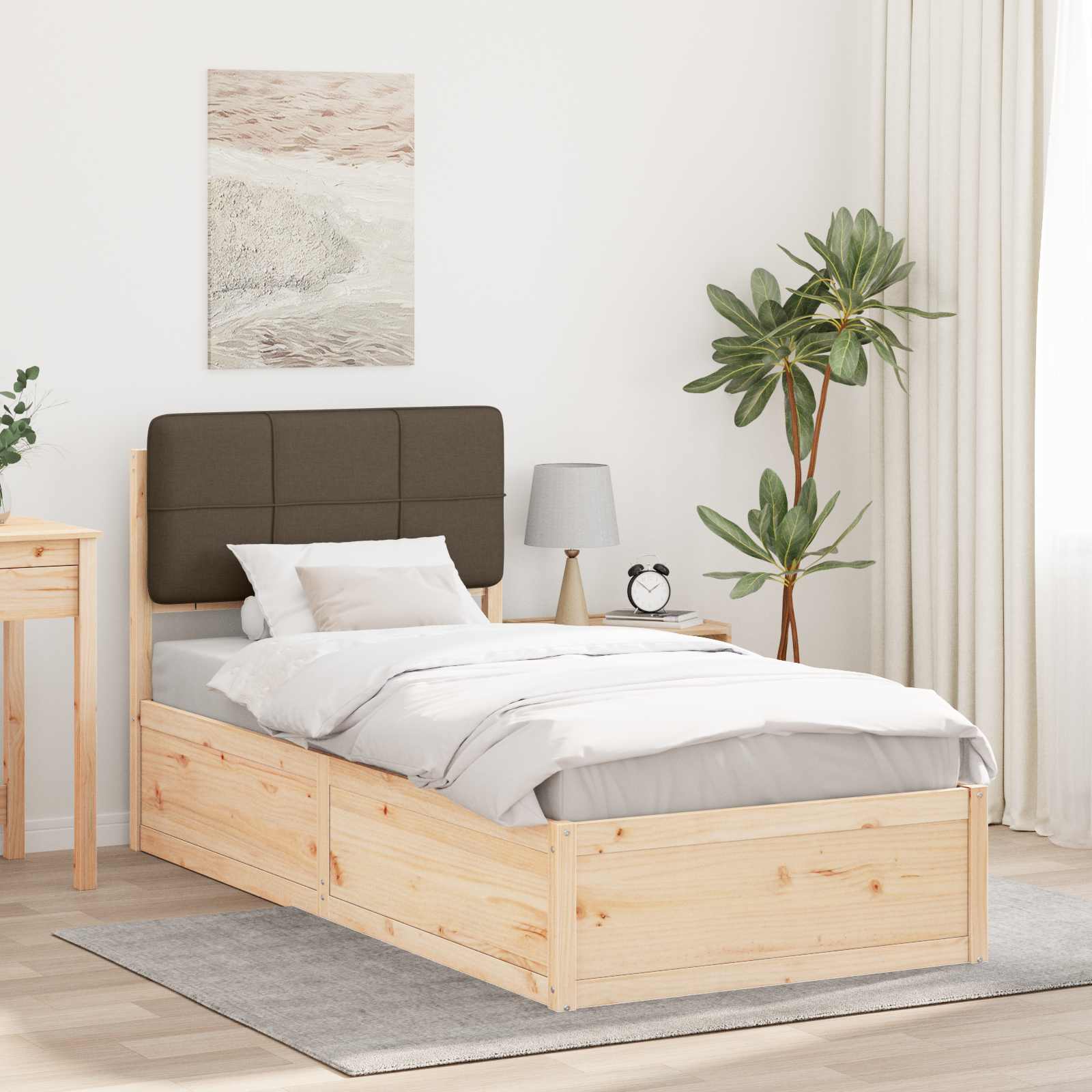 Bettgestell mit gepolstertem Kopfteil Taupe 80 x 200 cm
