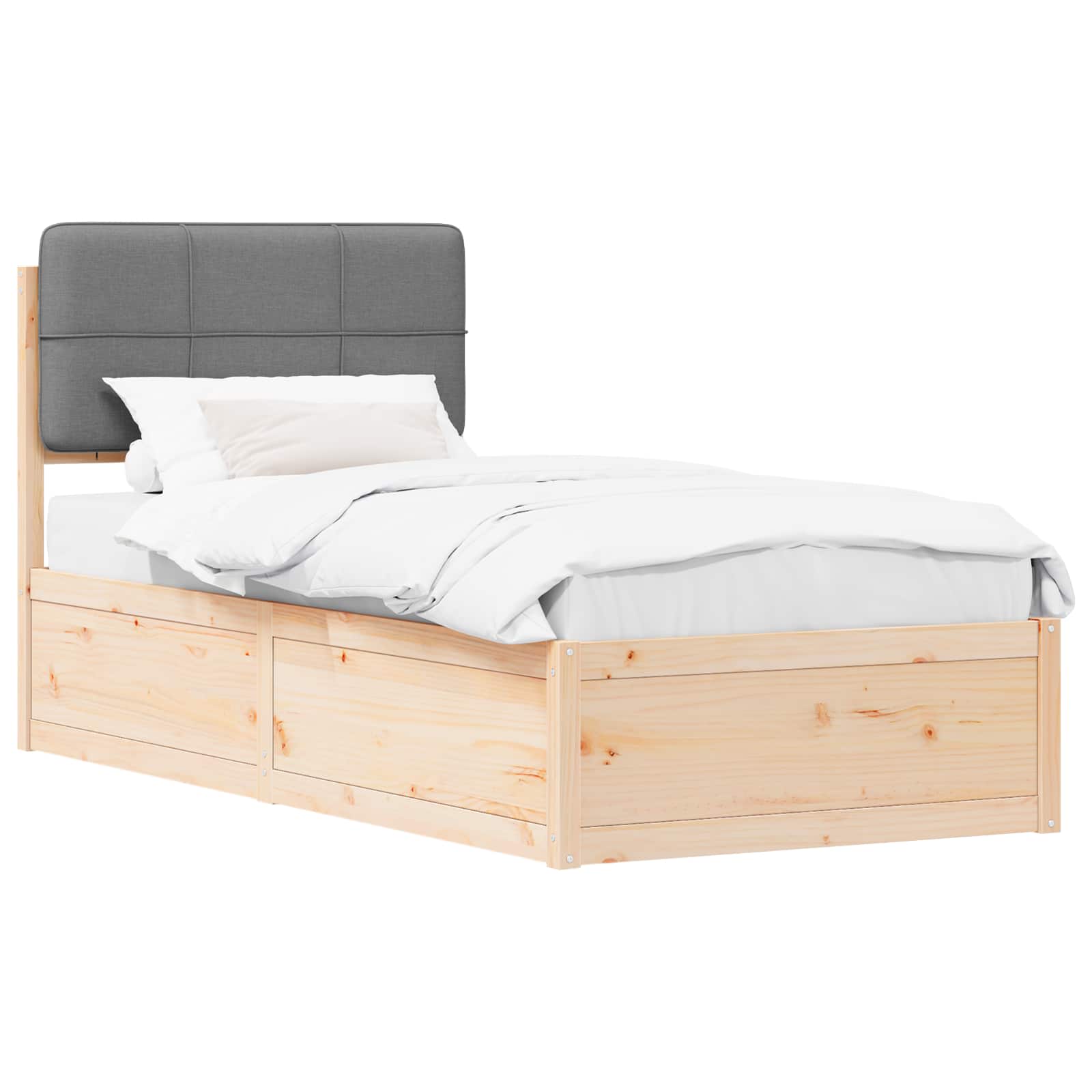 Bettgestell mit gepolstertem Kopfteil Hellgrau 90 x 190 cm