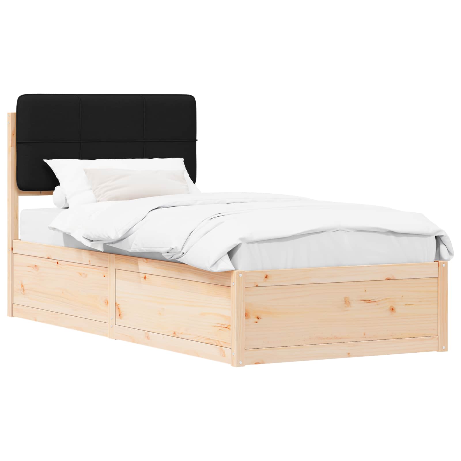 Bettgestell mit gepolstertem Kopfteil Schwarz 90 x 190 cm