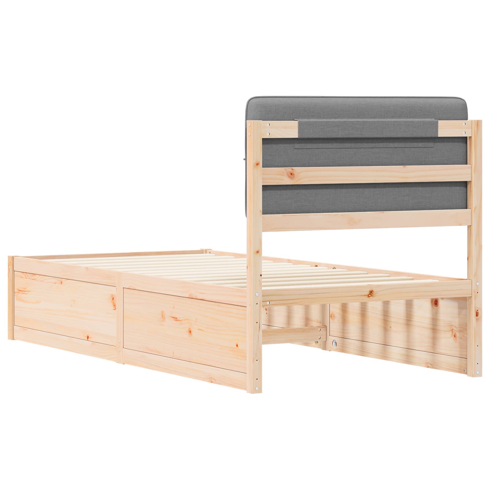 Bettgestell mit gepolstertem Kopfteil Hellgrau 75 x 190 cm