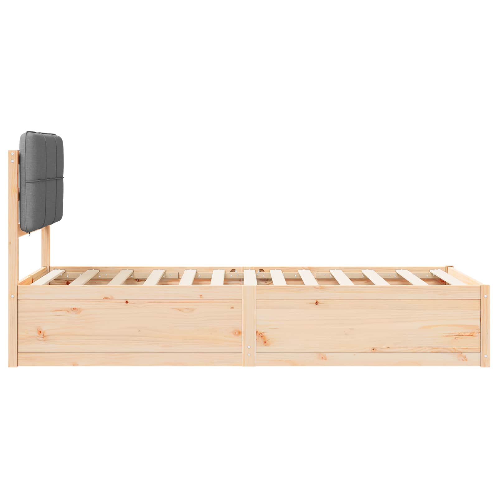 Bettgestell mit gepolstertem Kopfteil Hellgrau 75 x 190 cm