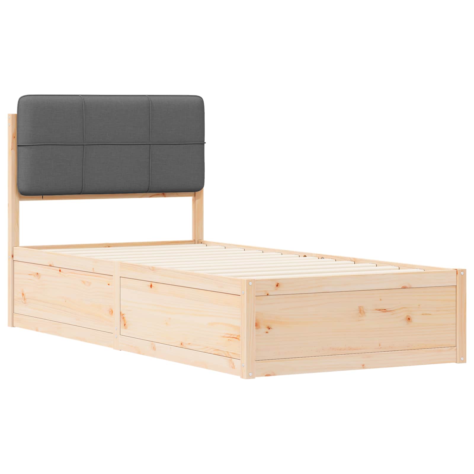 Bettgestell mit gepolstertem Kopfteil Dunkelgrau 75 x 190 cm