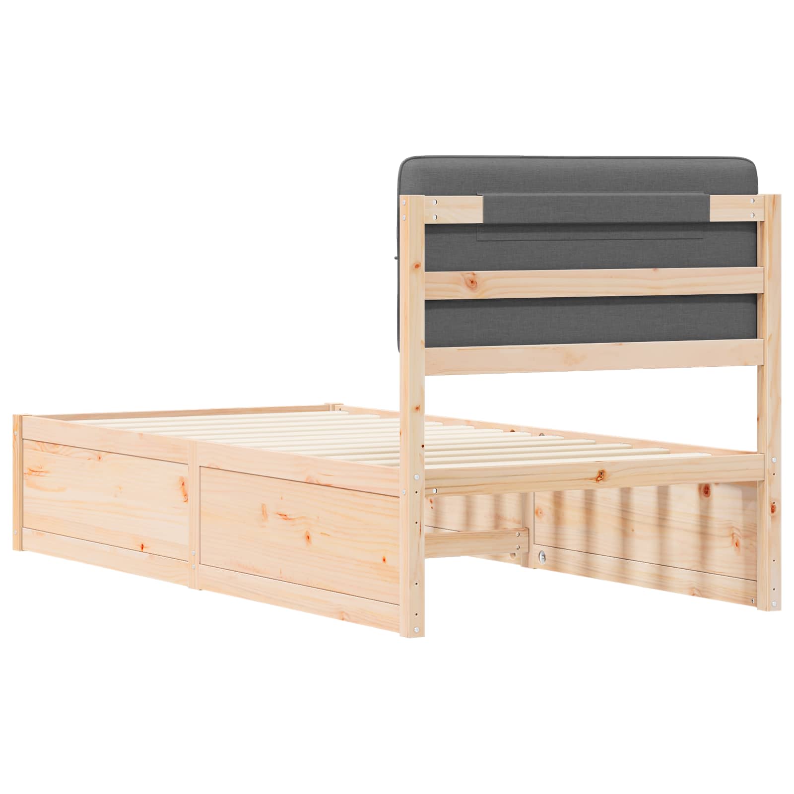 Bettgestell mit gepolstertem Kopfteil Dunkelgrau 75 x 190 cm