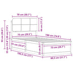 Bettgestell mit gepolstertem Kopfteil Dunkelgrau 75 x 190 cm