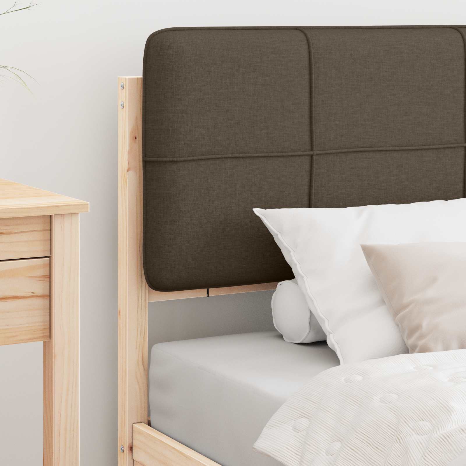 Bettgestell mit gepolstertem Kopfteil Taupe 75 x 190 cm