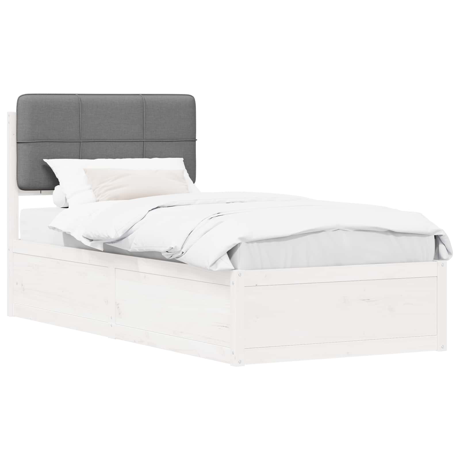 Bettgestell mit gepolstertem Kopfteil Hellgrau 75 x 190 cm