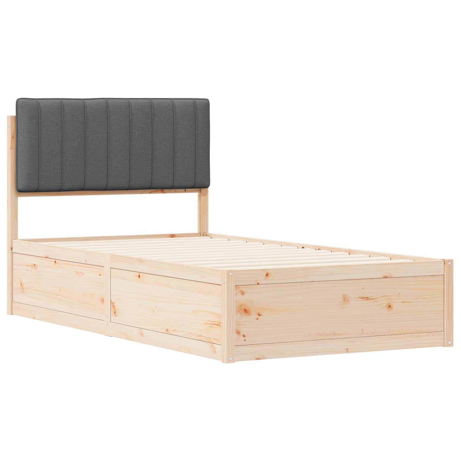 Bettgestell mit gepolstertem Kopfteil Dunkelgrau 100 x 200 cm