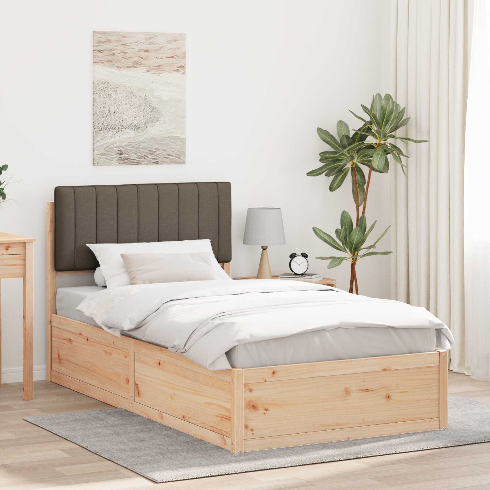 Bettgestell mit gepolstertem Kopfteil Taupe 100 x 200 cm