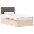 Bettgestell mit gepolstertem Kopfteil Dunkelgrau 90 x 200 cm