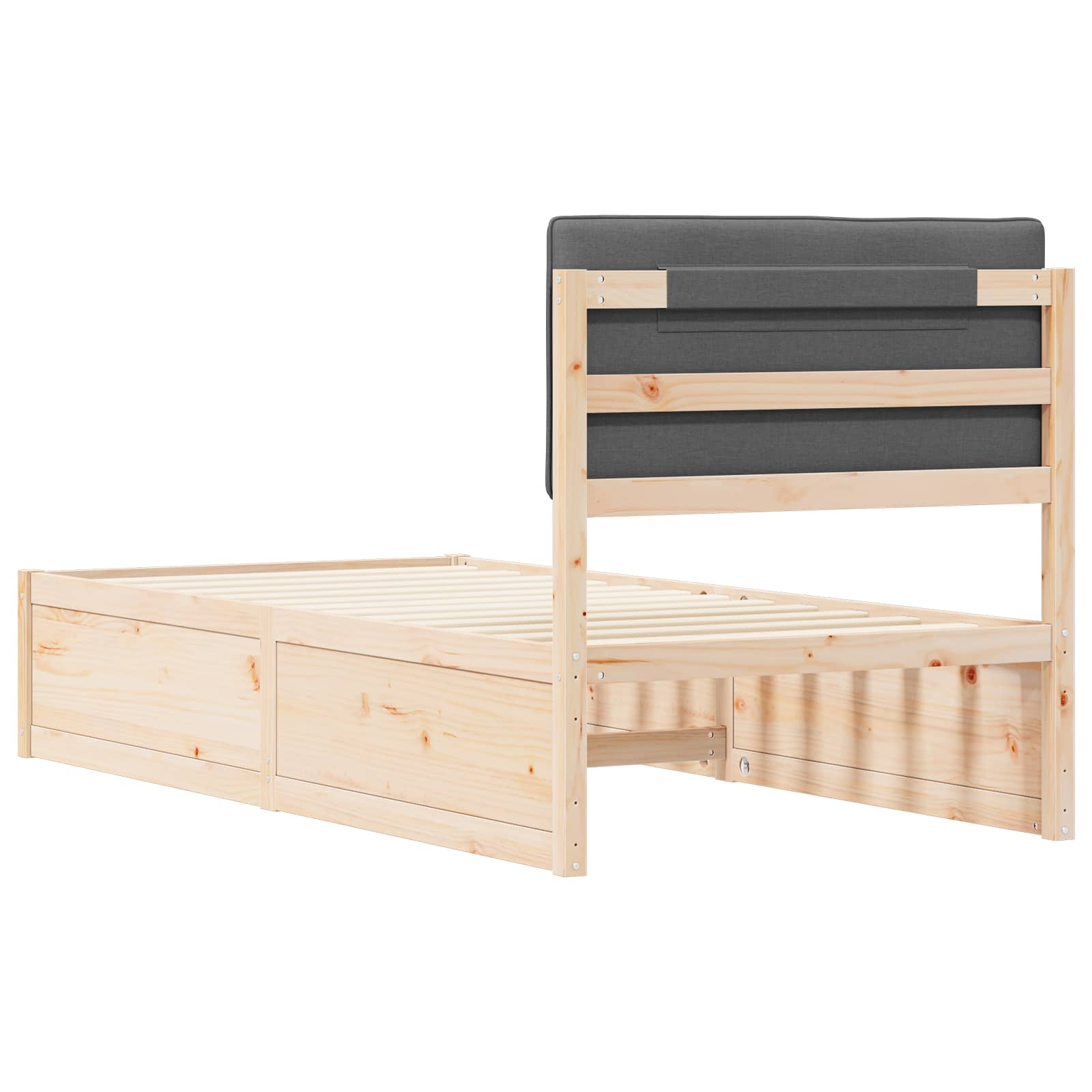 Bettgestell mit gepolstertem Kopfteil Dunkelgrau 90 x 200 cm