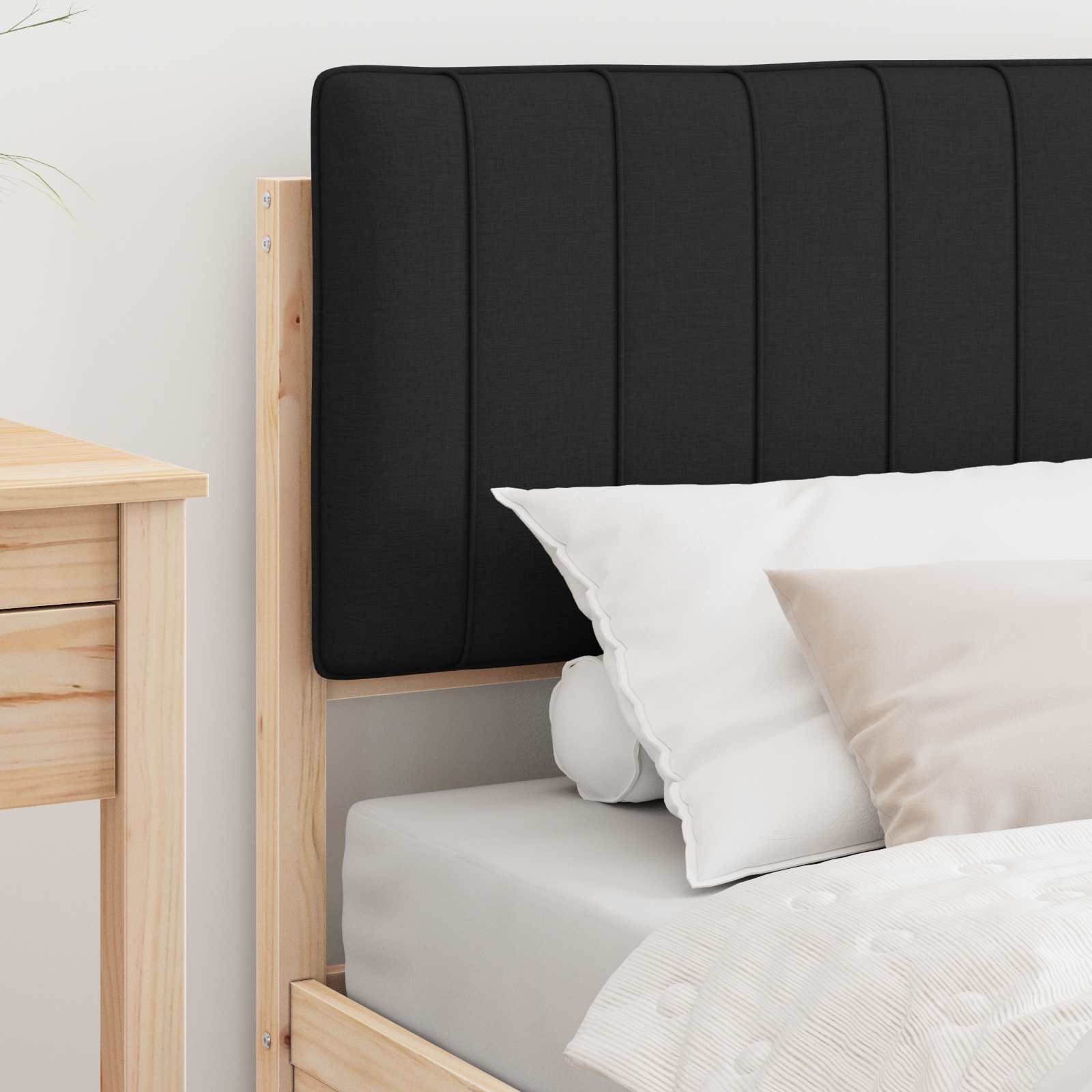 Bettgestell mit gepolstertem Kopfteil Schwarz 90 x 200 cm