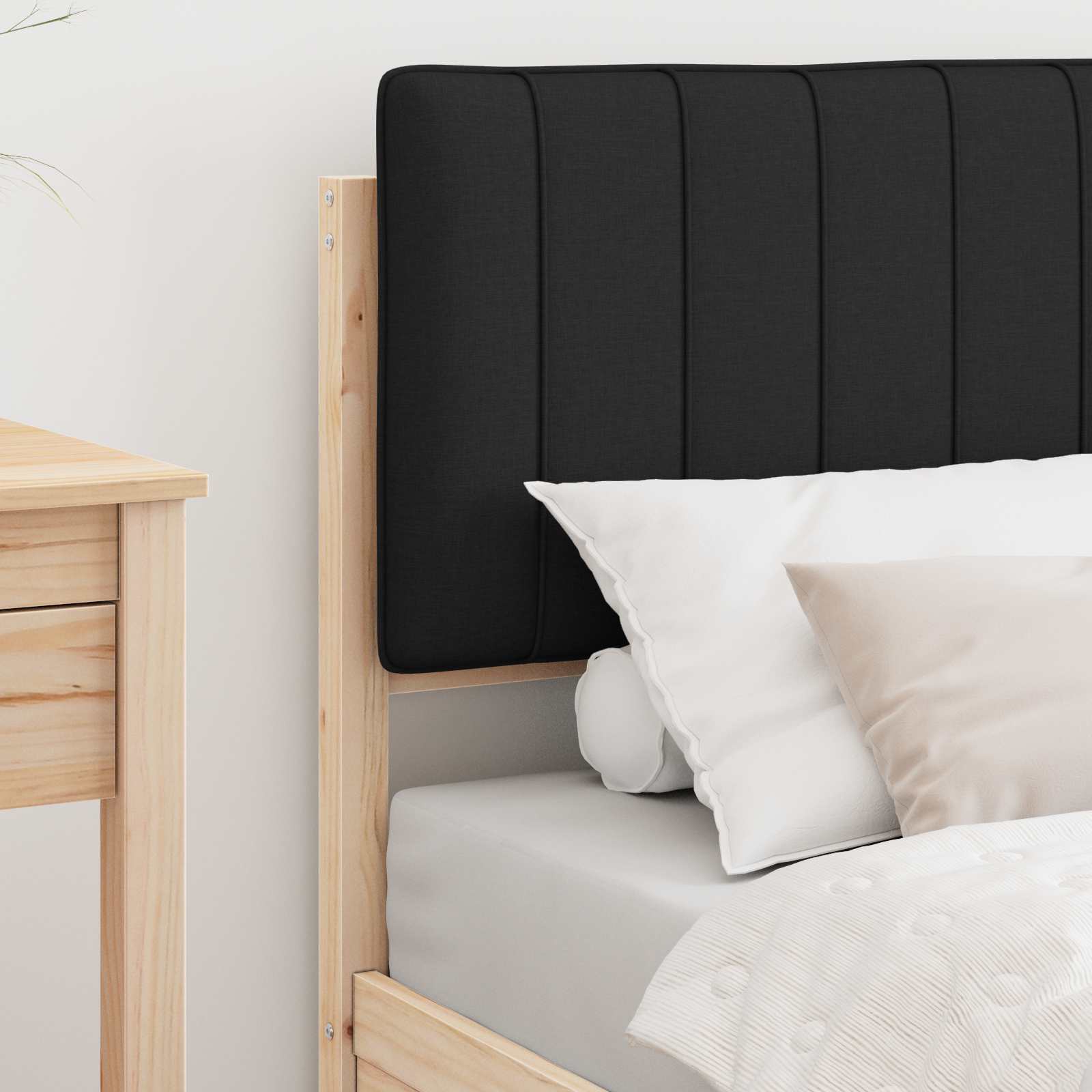 Bettgestell mit gepolstertem Kopfteil Schwarz 75 x 190 cm
