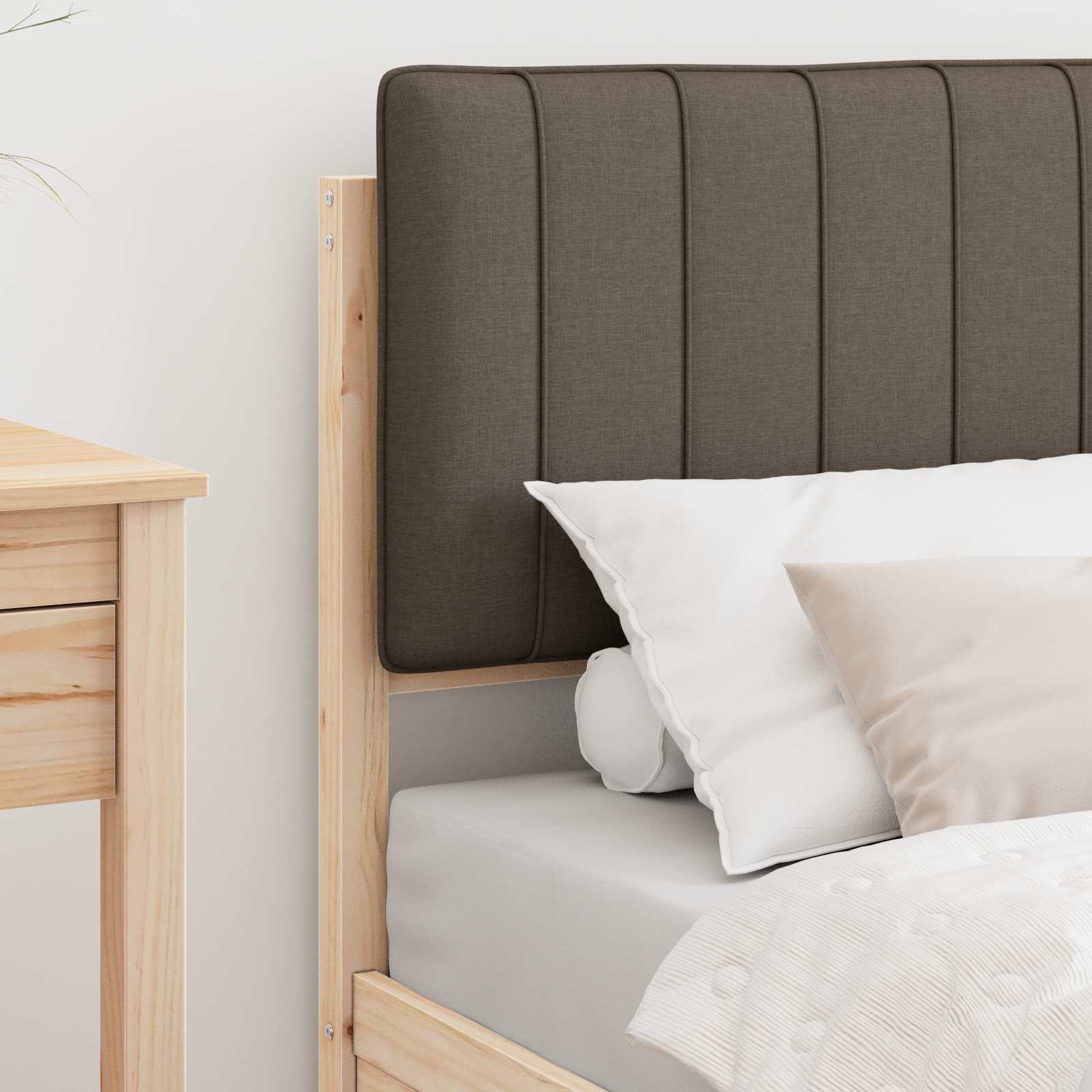 Bettgestell mit gepolstertem Kopfteil Taupe 75 x 190 cm