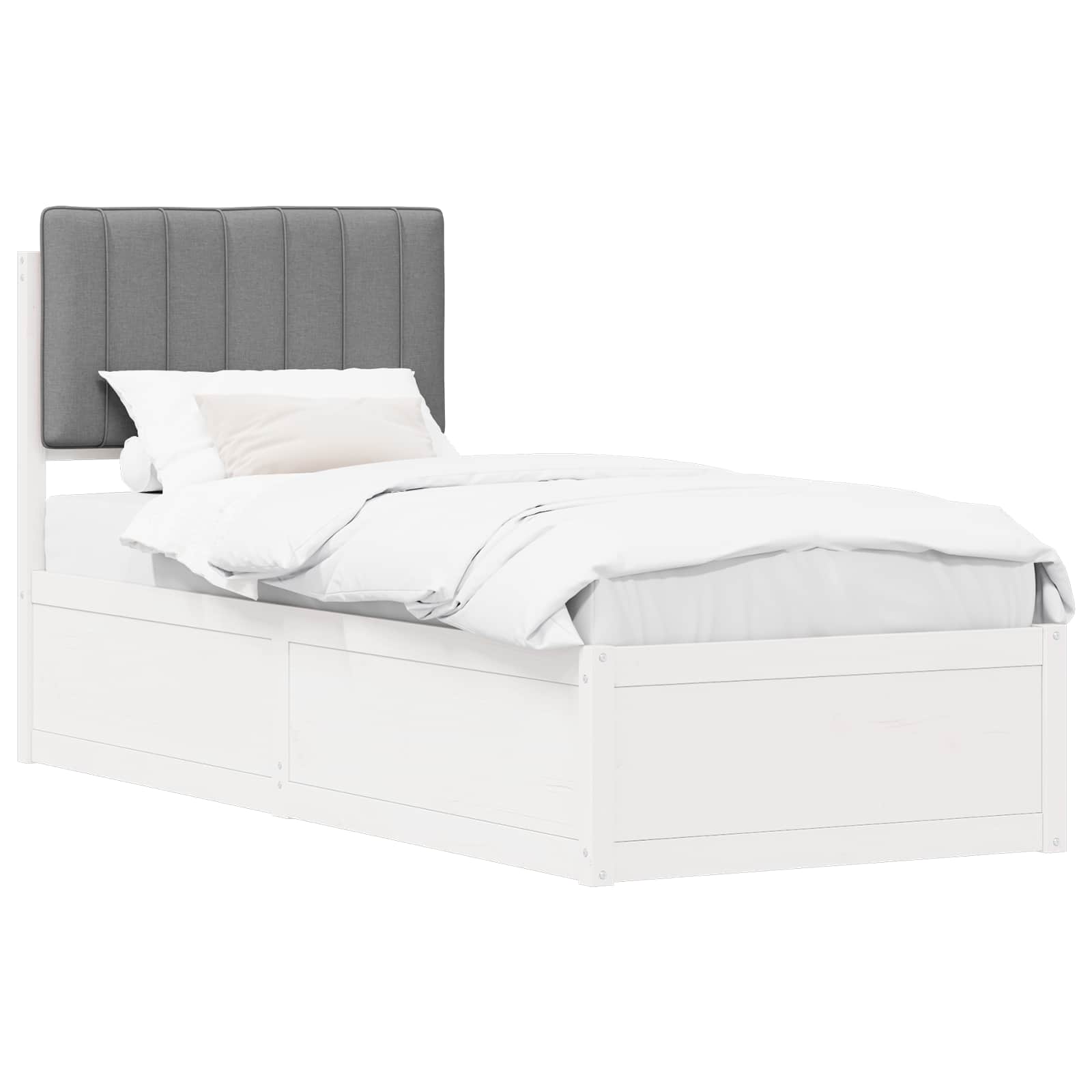 Bettgestell mit gepolstertem Kopfteil Hellgrau 75 x 190 cm