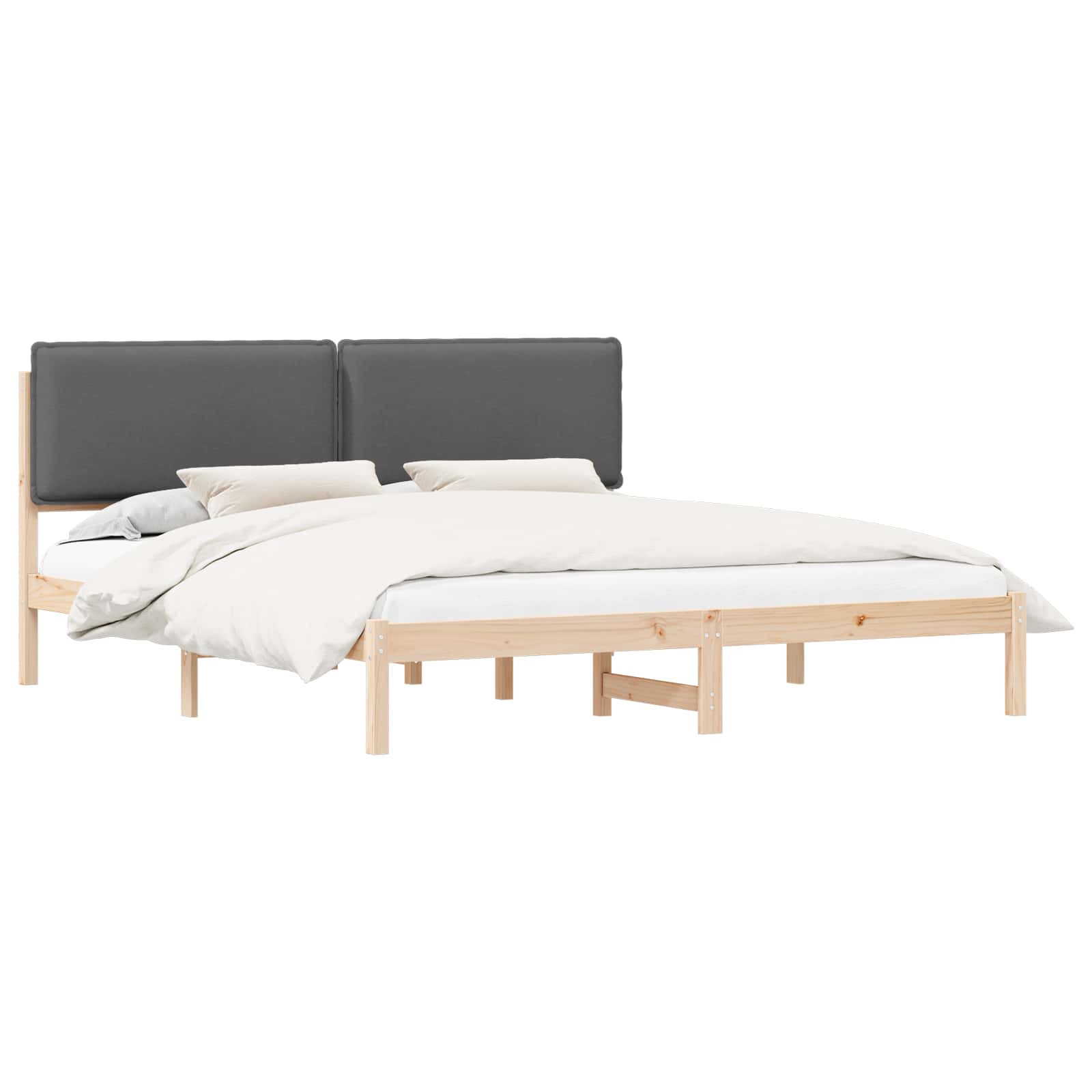 Bettgestell mit gepolstertem Kopfteil Dunkelgrau 180 x 200 cm