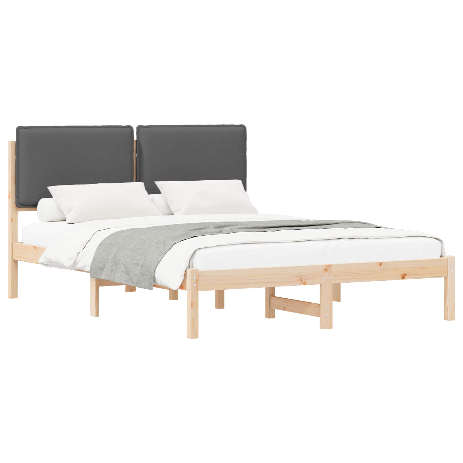 Bettgestell mit gepolstertem Kopfteil Dunkelgrau 150 x 200 cm
