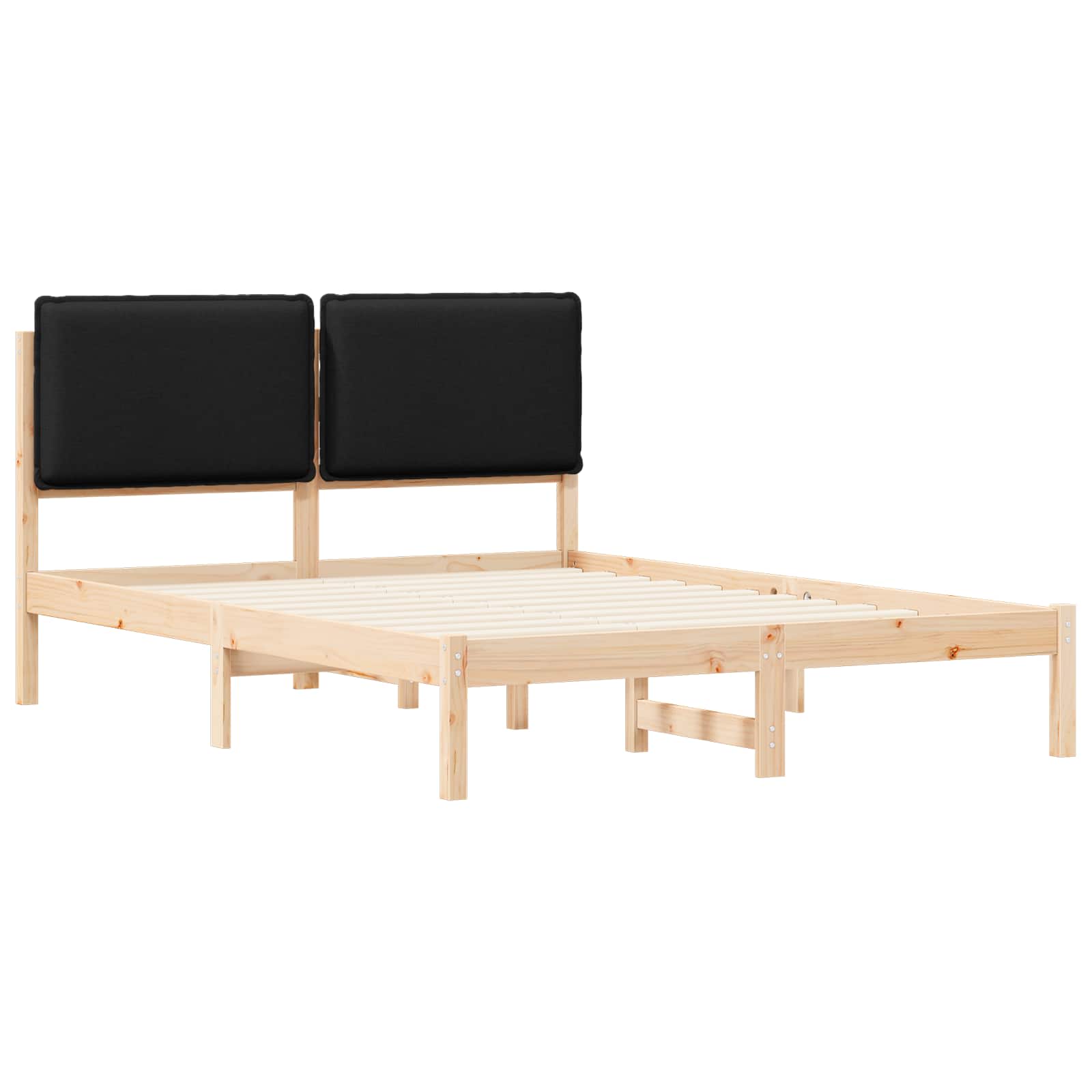Bettgestell mit gepolstertem Kopfteil Schwarz 120 x 200 cm