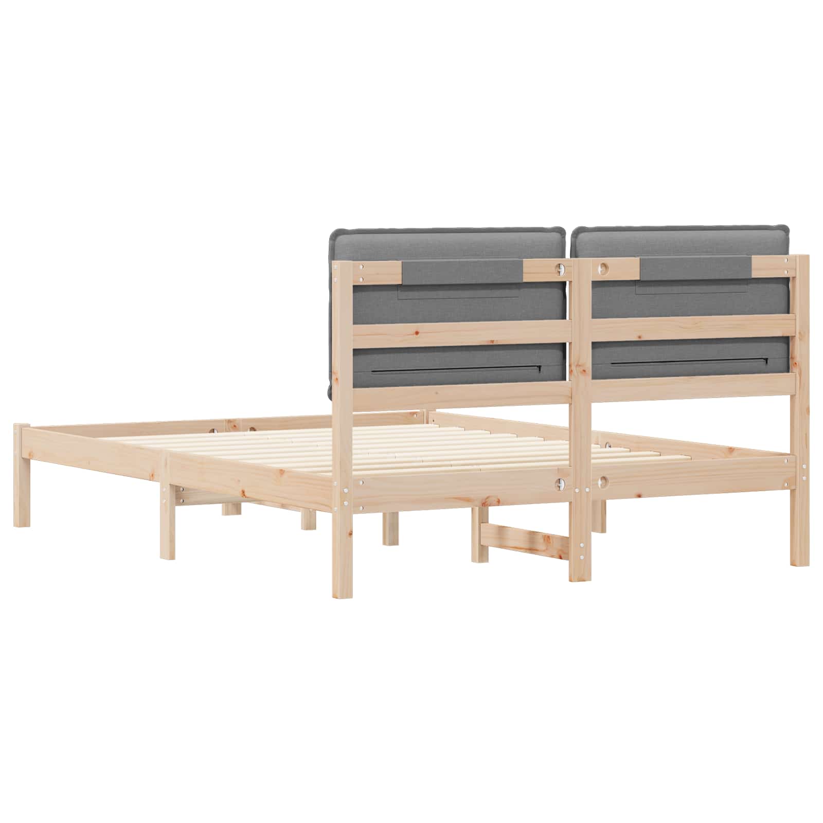 Bettgestell mit gepolstertem Kopfteil Hellgrau 140 x 190 cm