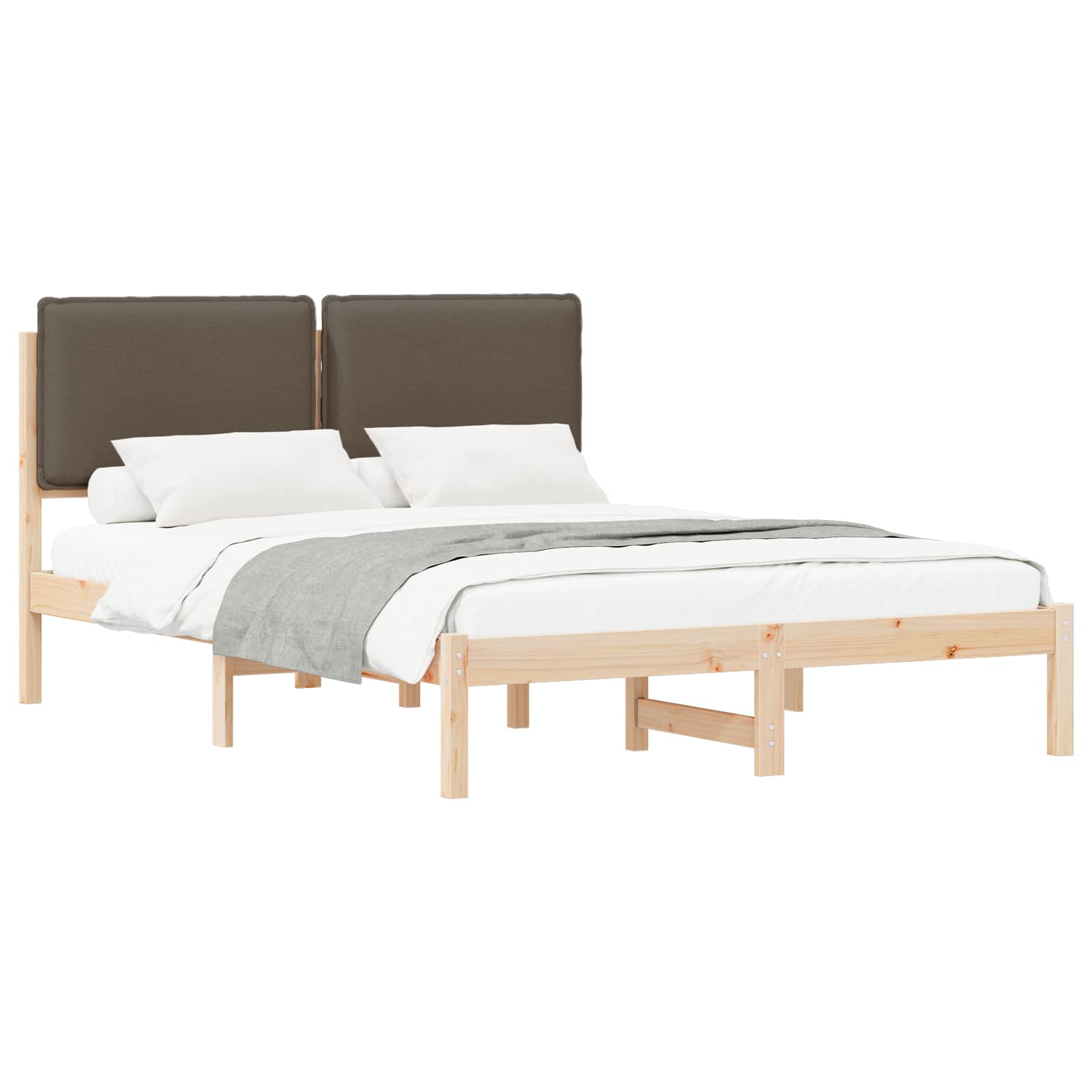 Bettgestell mit gepolstertem Kopfteil Taupe 140 x 190 cm
