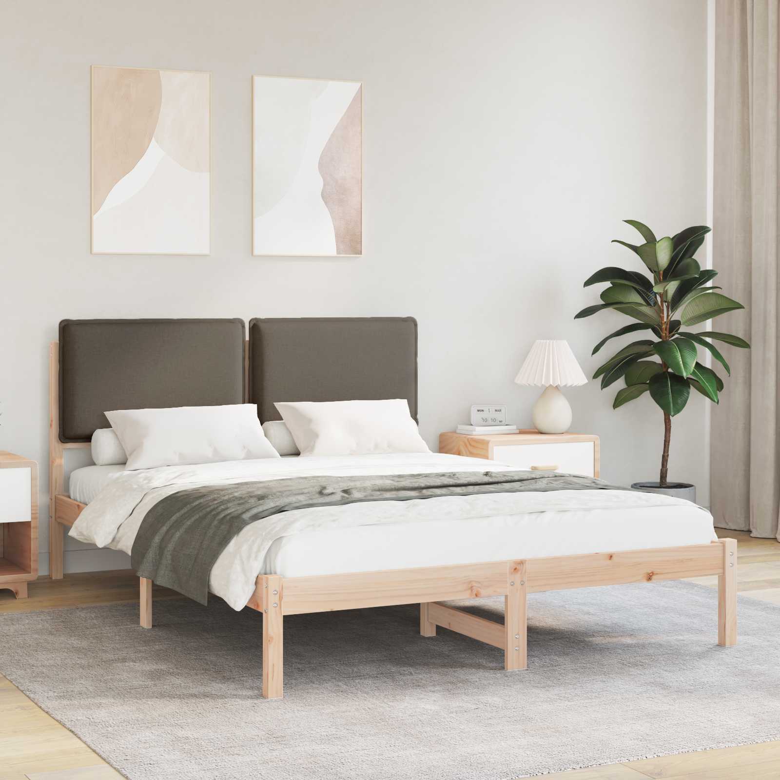 Bettgestell mit gepolstertem Kopfteil Taupe 120 x 190 cm