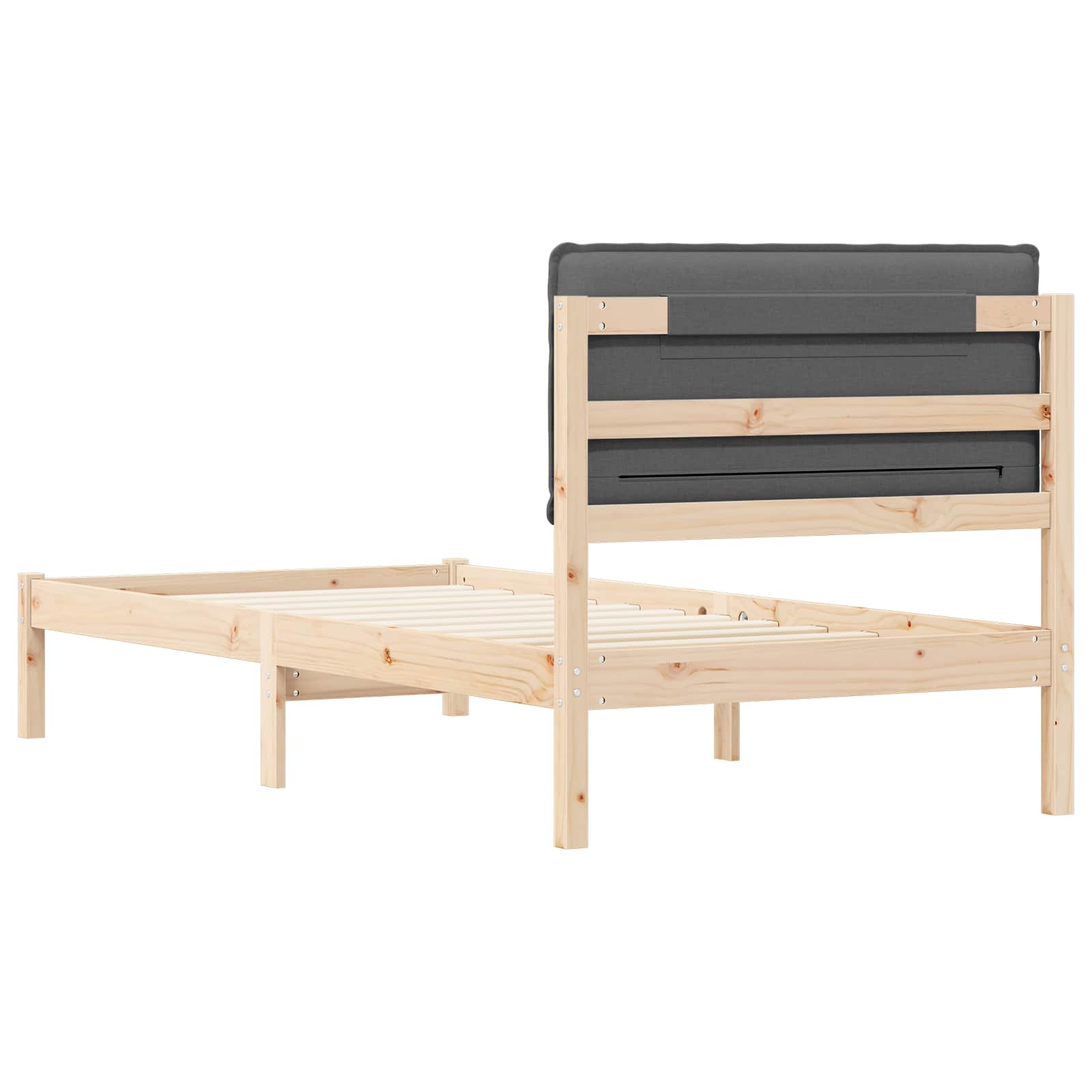 Bettgestell mit gepolstertem Kopfteil Dunkelgrau 100 x 200 cm