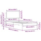 Bettgestell mit gepolstertem Kopfteil Schwarz 100 x 200 cm