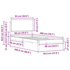 Bettgestell mit gepolstertem Kopfteil Hellgrau 90 x 200 cm