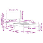 Bettgestell mit gepolstertem Kopfteil Hellgrau 80 x 200 cm