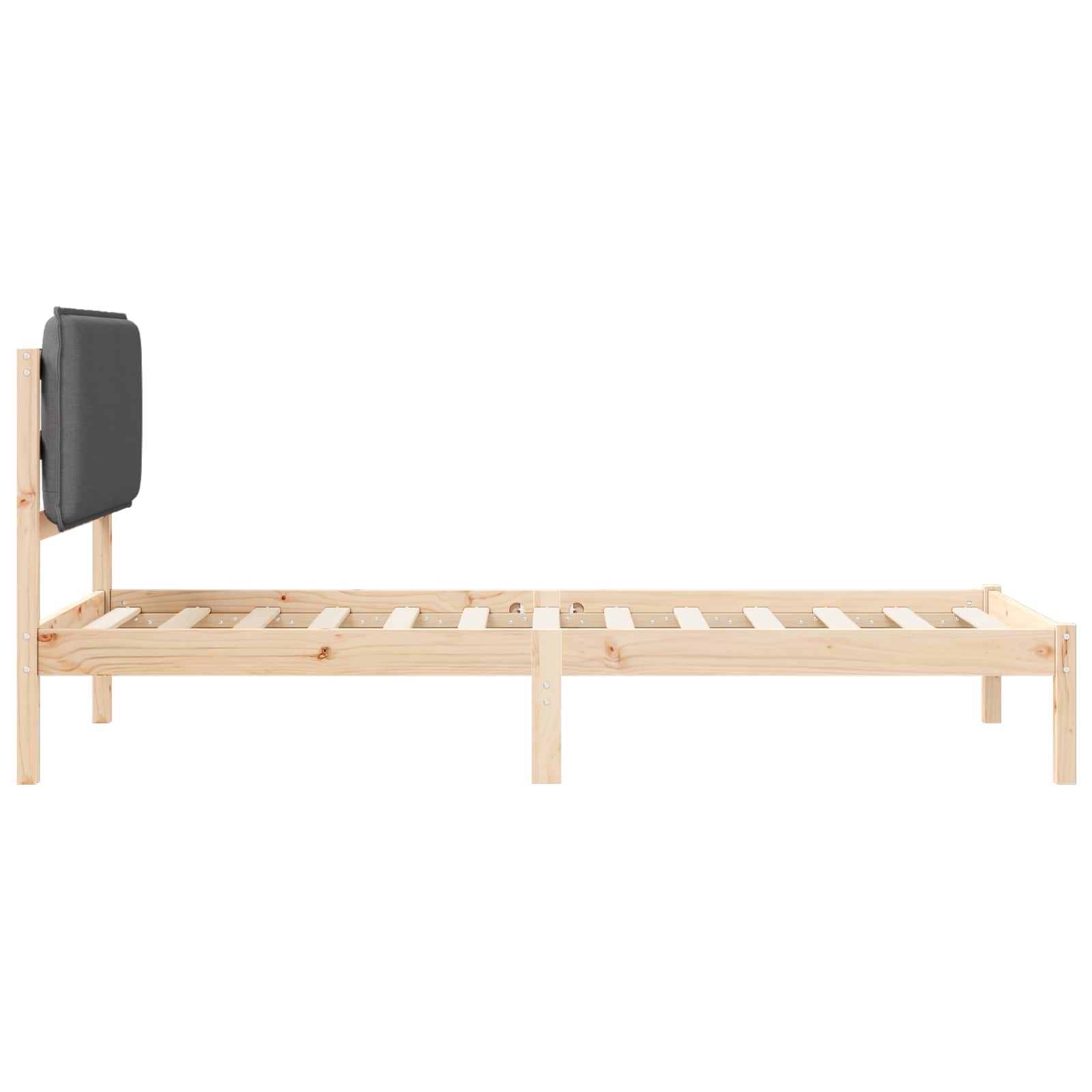 Bettgestell mit gepolstertem Kopfteil Dunkelgrau 80 x 200 cm