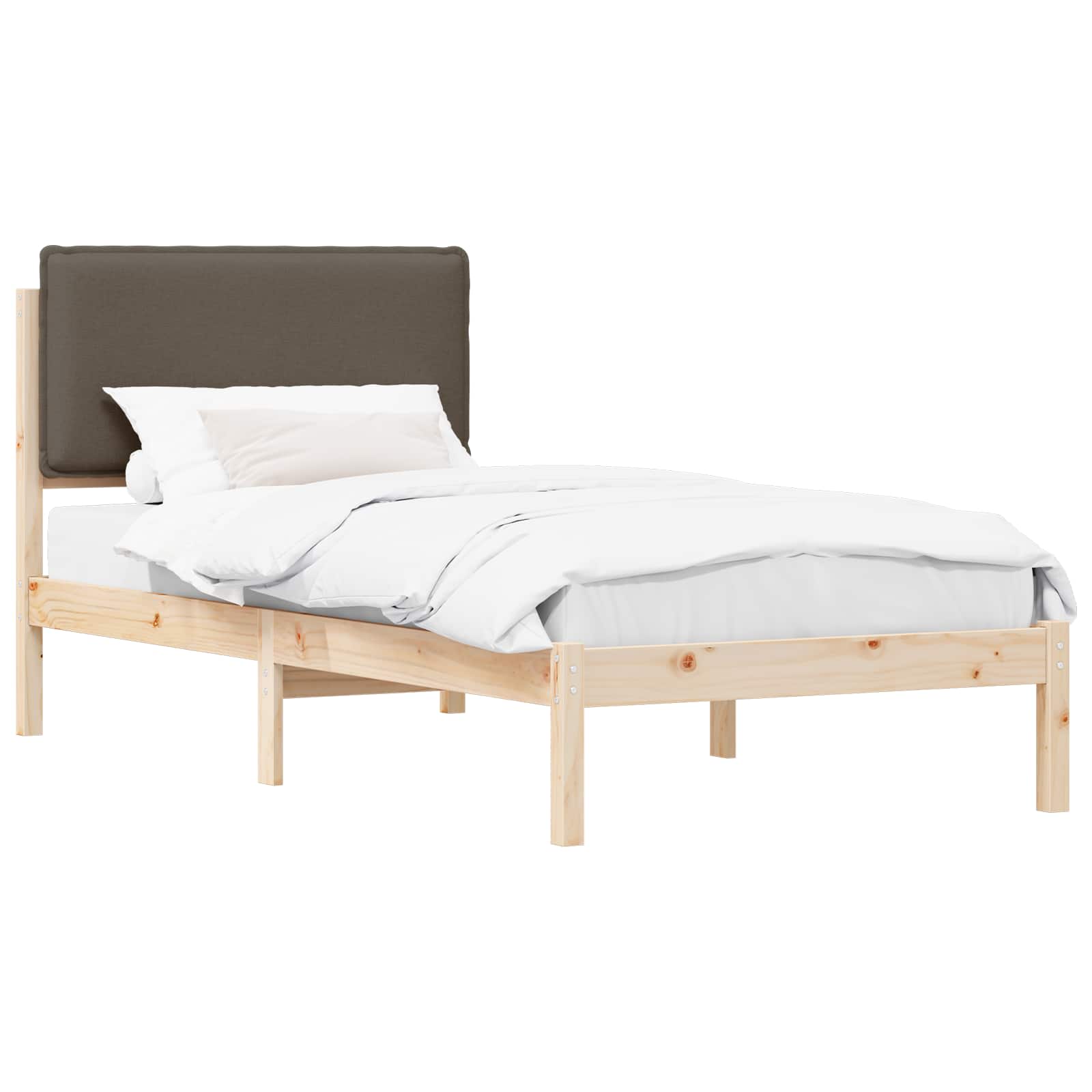 Bettgestell mit gepolstertem Kopfteil Taupe 80 x 200 cm