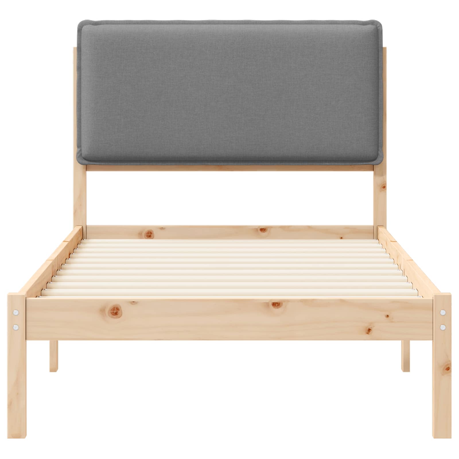 Bettgestell mit gepolstertem Kopfteil Hellgrau 90 x 190 cm